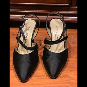 St. John silk strappy kitten heels